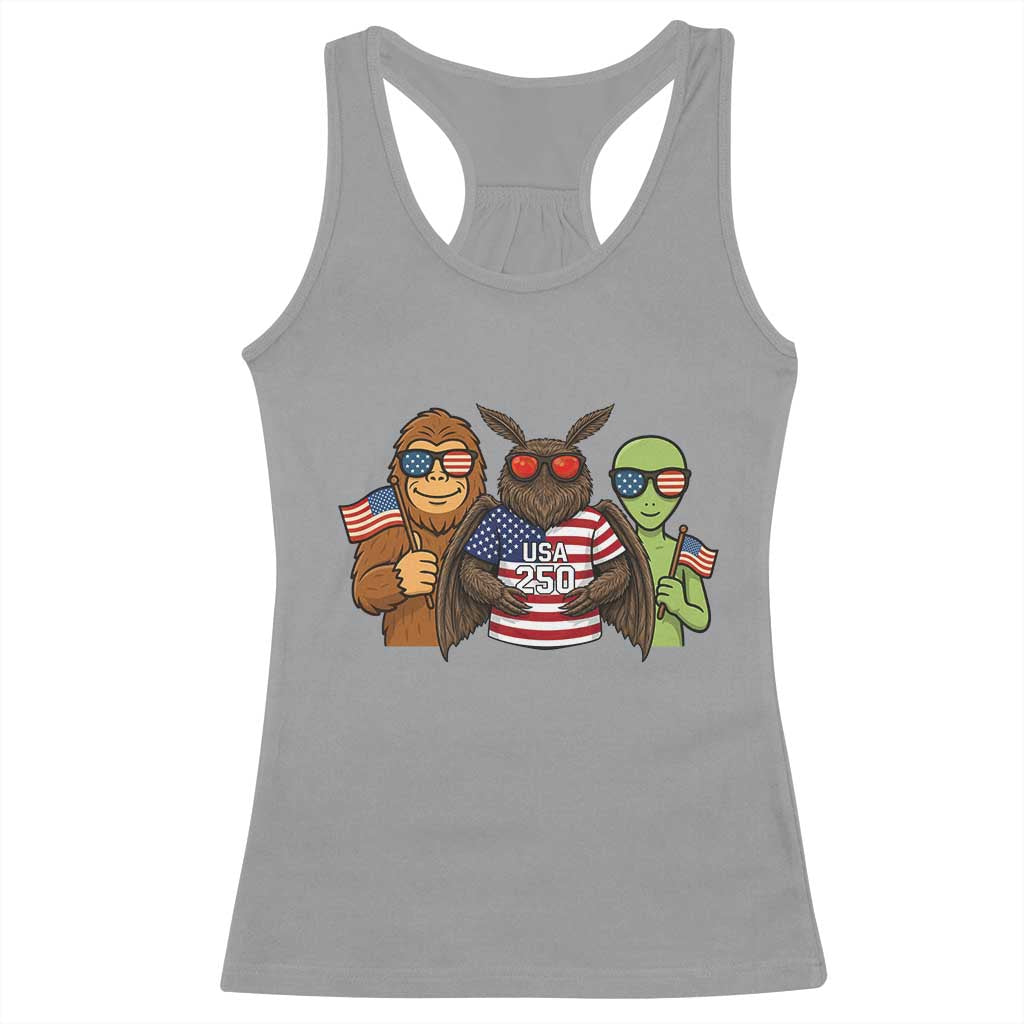 Funny Bigfoot Mothman Alien Racerback Tank Top USA 250th Anniversary