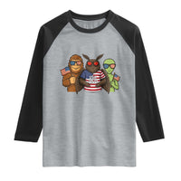 Funny Bigfoot Mothman Alien Raglan Shirt USA 250th Anniversary