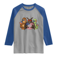 Funny Bigfoot Mothman Alien Raglan Shirt USA 250th Anniversary