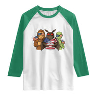 Funny Bigfoot Mothman Alien Raglan Shirt USA 250th Anniversary