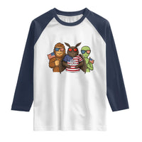 Funny Bigfoot Mothman Alien Raglan Shirt USA 250th Anniversary