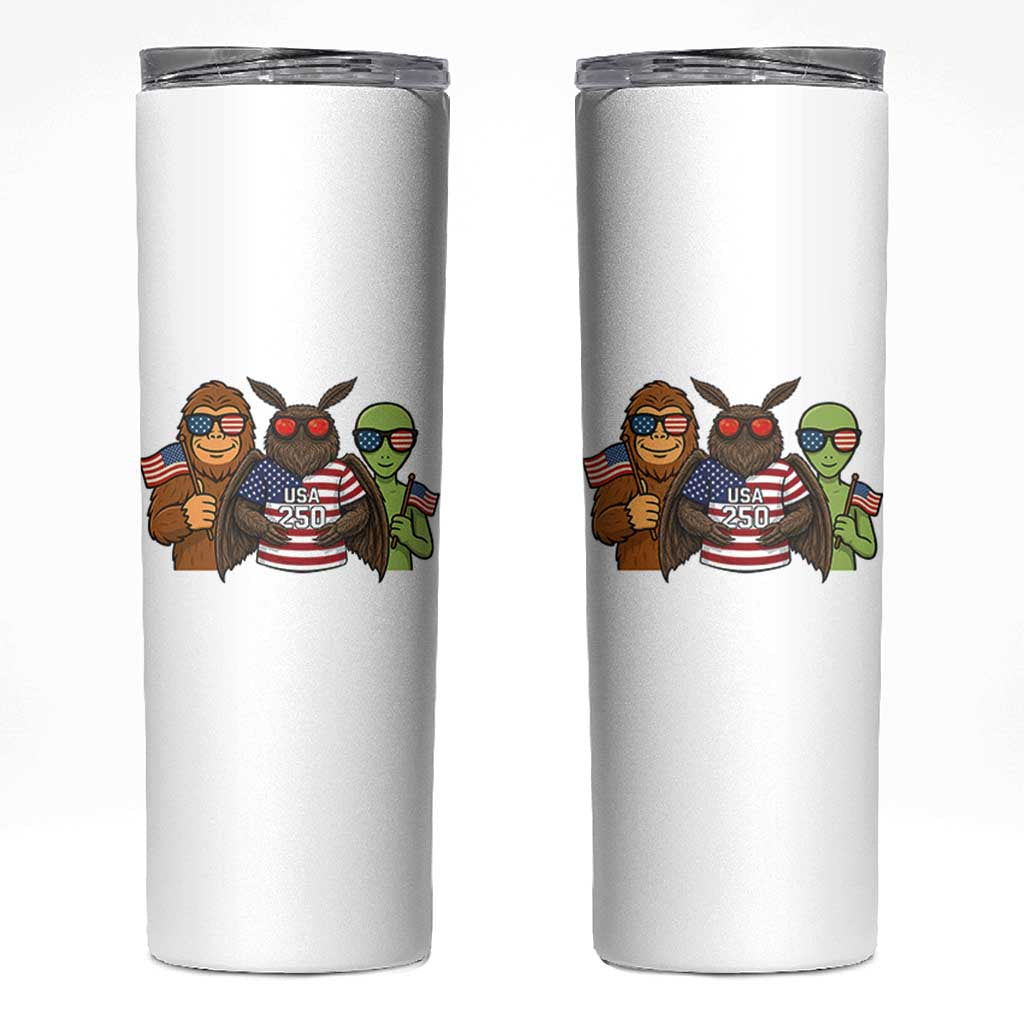 Funny Bigfoot Mothman Alien Skinny Tumbler USA 250th Anniversary