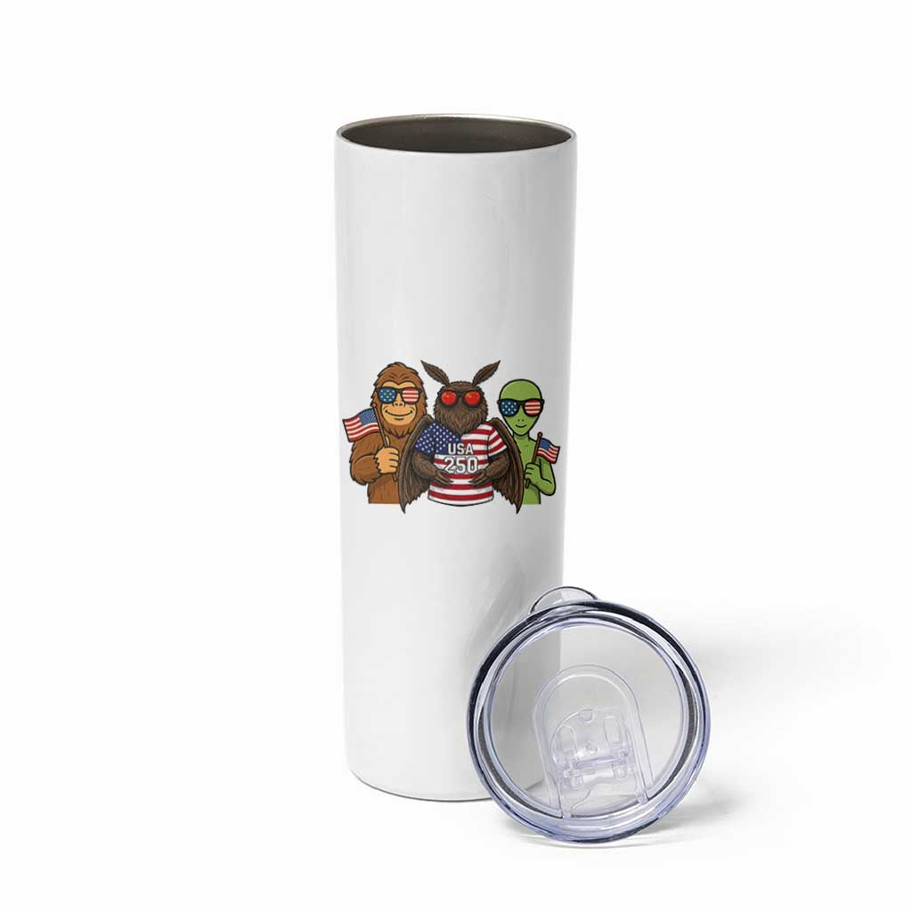 Funny Bigfoot Mothman Alien Skinny Tumbler USA 250th Anniversary