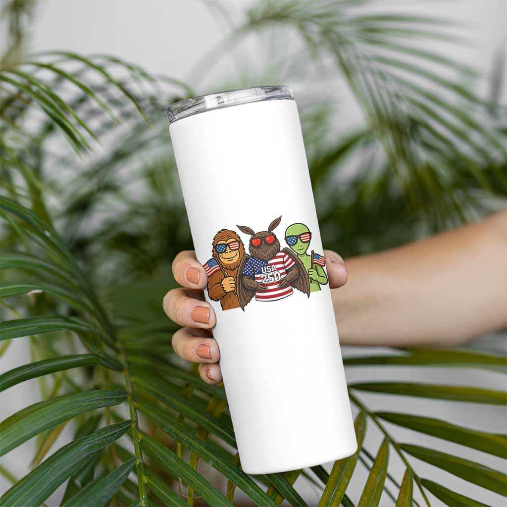 Funny Bigfoot Mothman Alien Skinny Tumbler USA 250th Anniversary