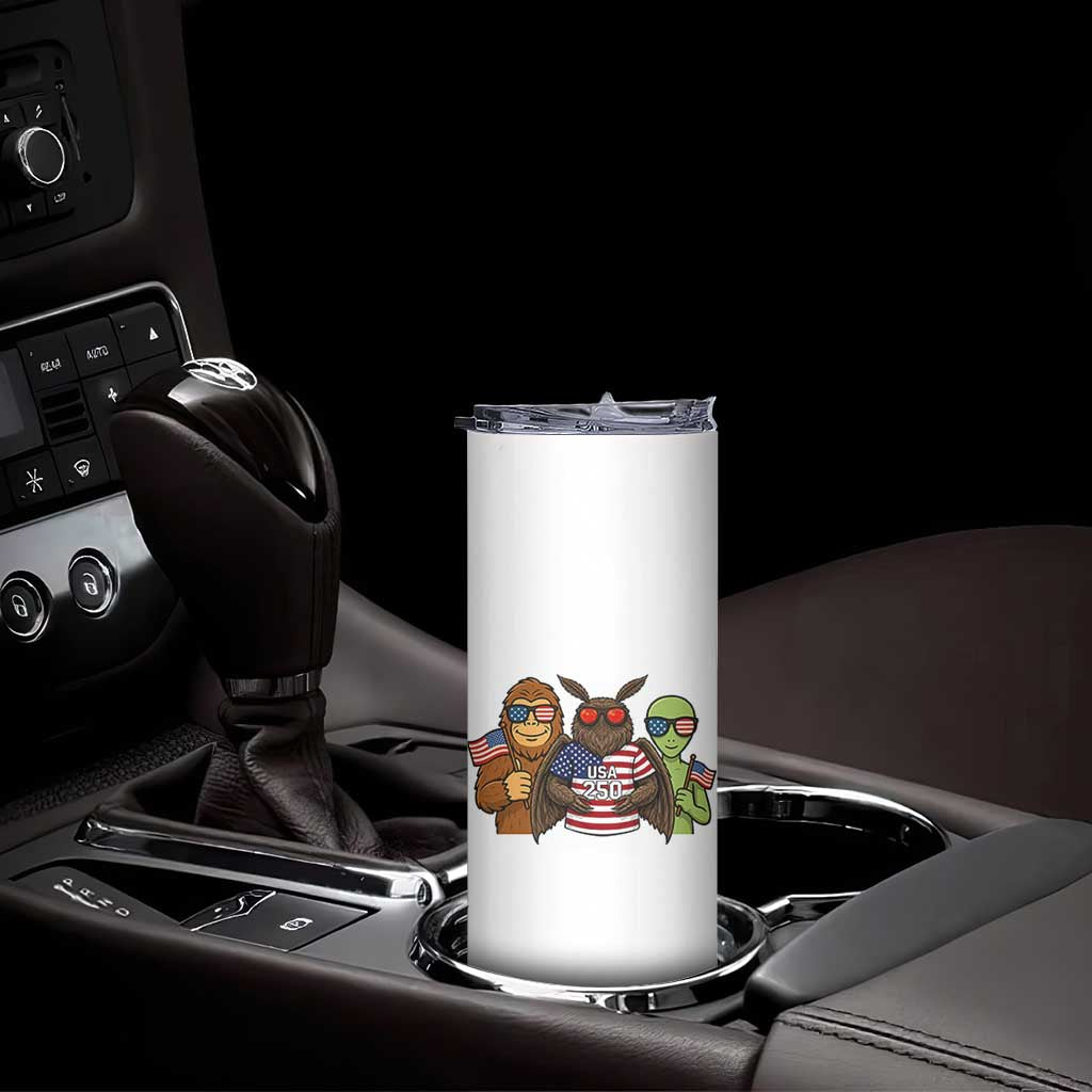 Funny Bigfoot Mothman Alien Skinny Tumbler USA 250th Anniversary