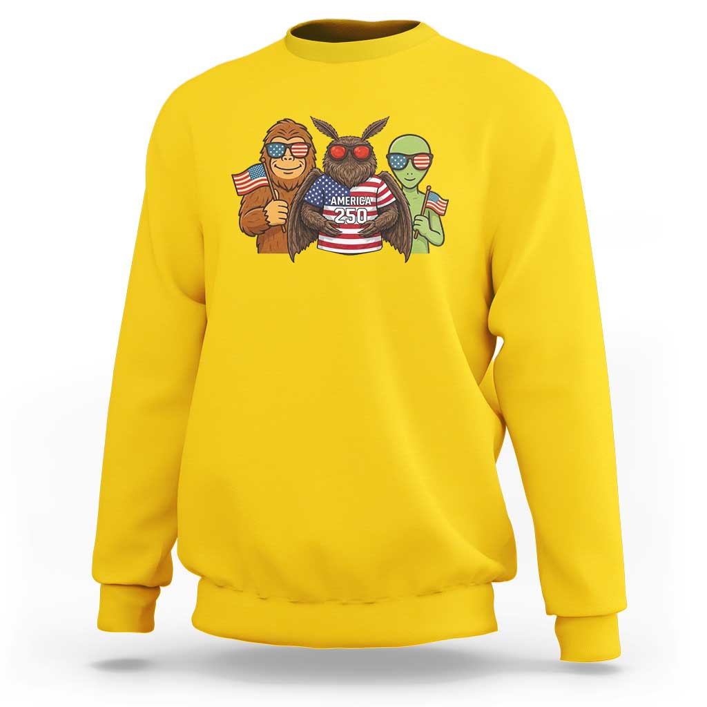 Funny Bigfoot Mothman Alien Sweatshirt USA 250th Anniversary