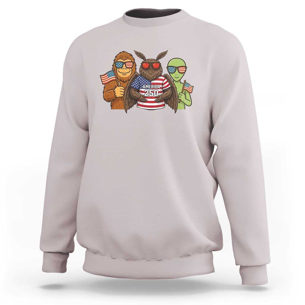 Funny Bigfoot Mothman Alien Sweatshirt USA 250th Anniversary