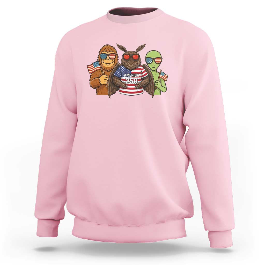Funny Bigfoot Mothman Alien Sweatshirt USA 250th Anniversary