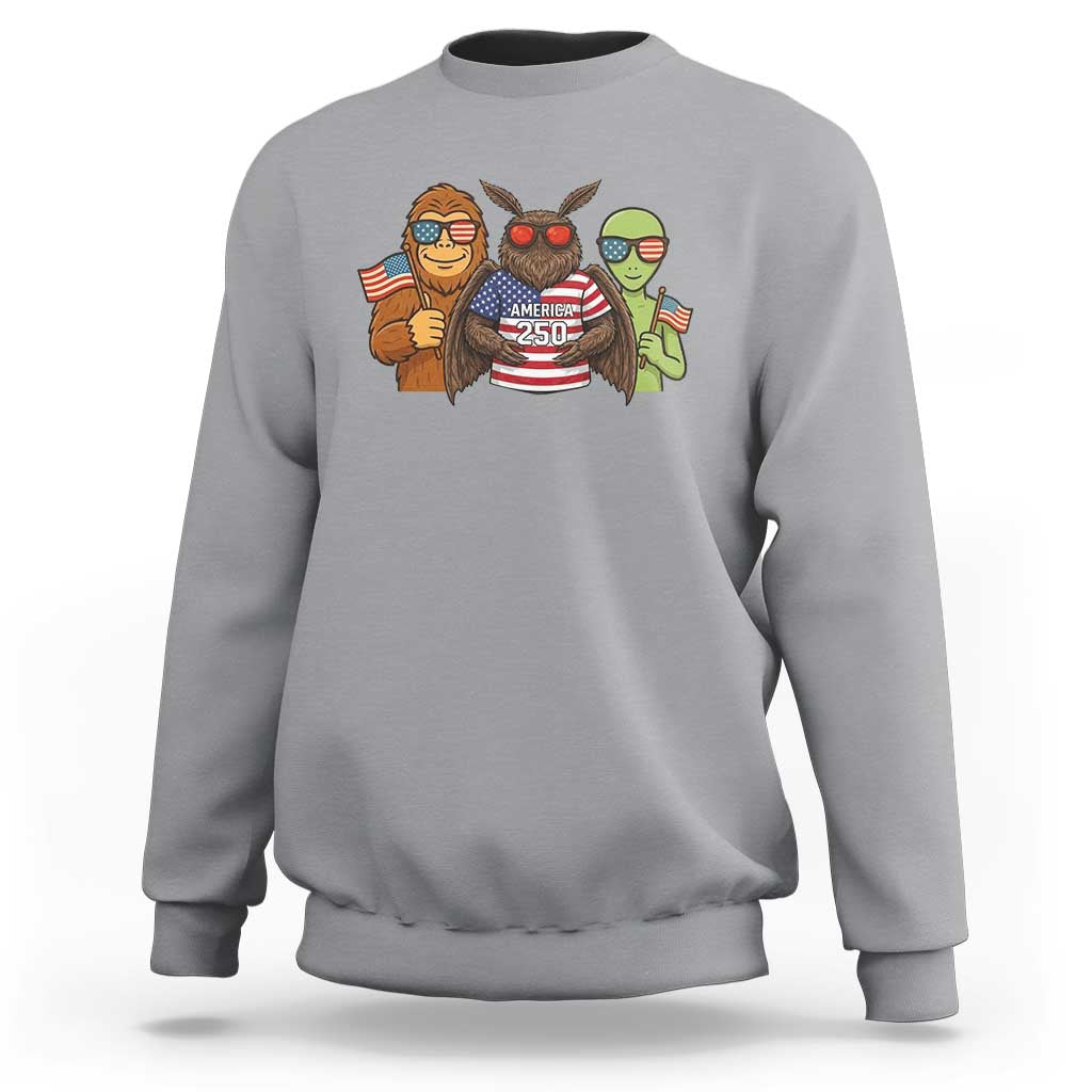 Funny Bigfoot Mothman Alien Sweatshirt USA 250th Anniversary