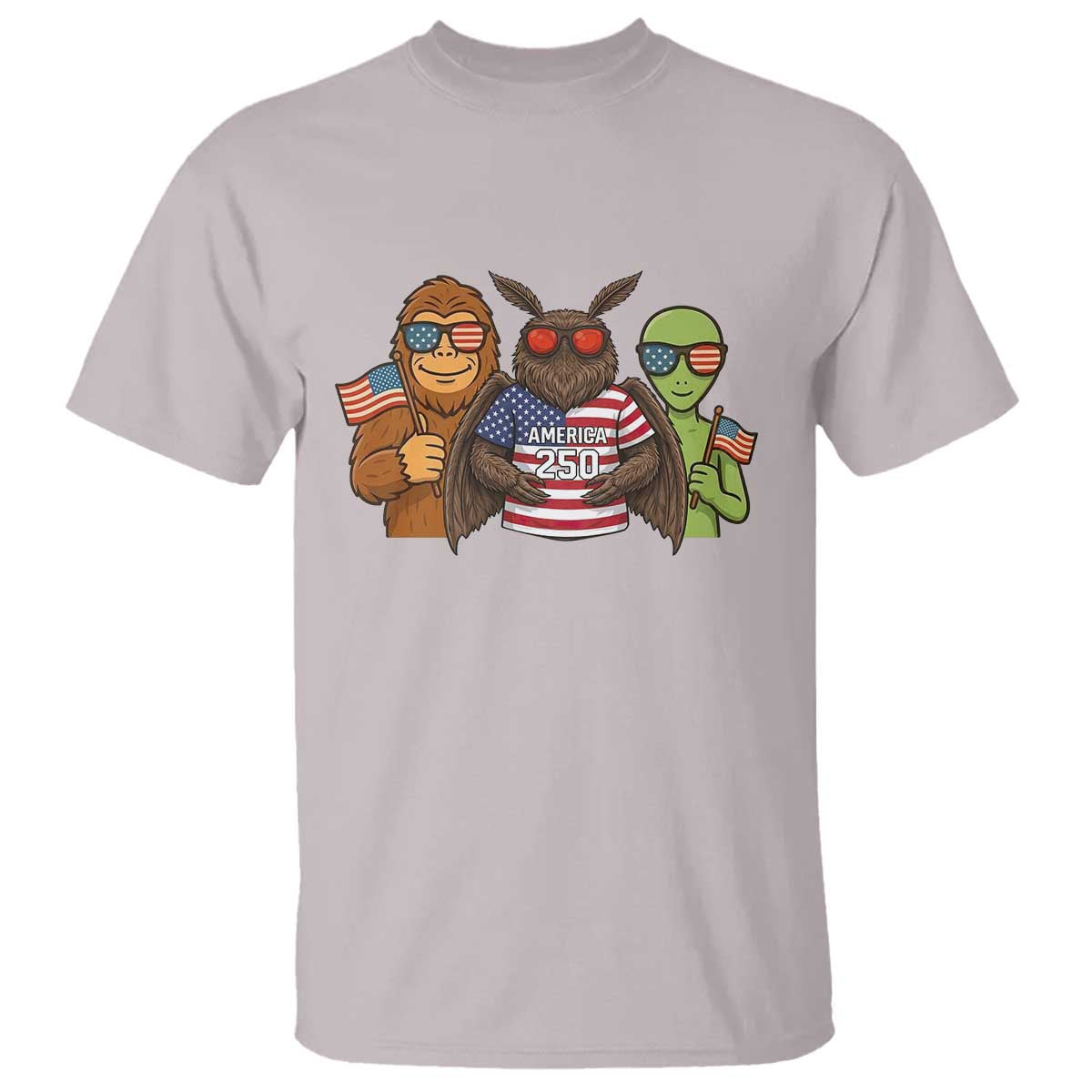Funny Bigfoot Mothman Alien T Shirt USA 250th Anniversary