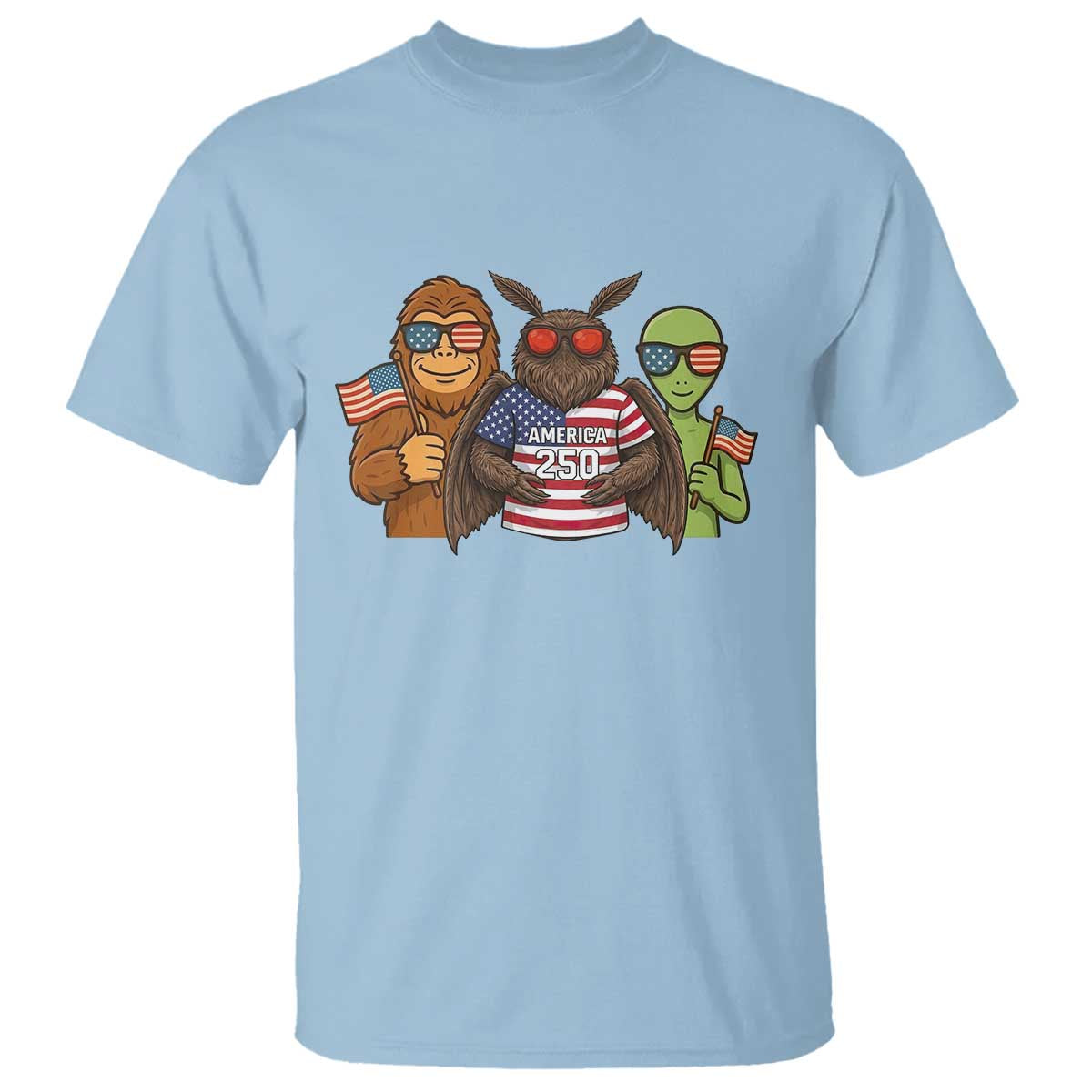 Funny Bigfoot Mothman Alien T Shirt USA 250th Anniversary
