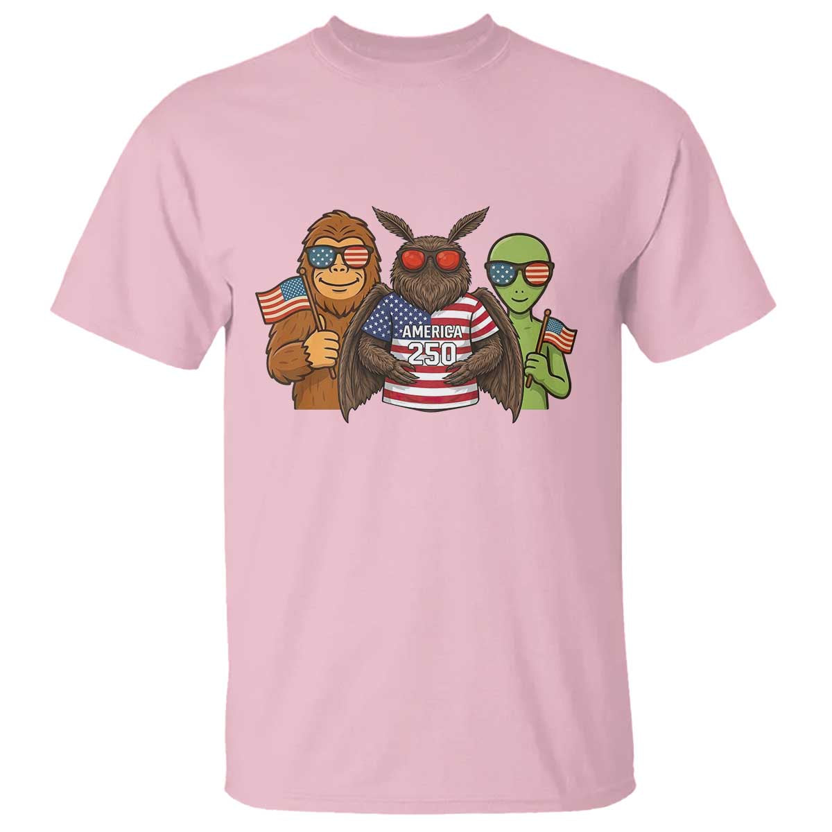 Funny Bigfoot Mothman Alien T Shirt USA 250th Anniversary