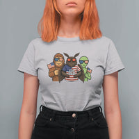 Funny Bigfoot Mothman Alien T Shirt For Women USA 250th Anniversary