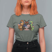 Funny Bigfoot Mothman Alien T Shirt For Women USA 250th Anniversary