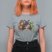 Funny Bigfoot Mothman Alien T Shirt For Women USA 250th Anniversary
