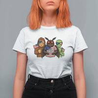 Funny Bigfoot Mothman Alien T Shirt For Women USA 250th Anniversary