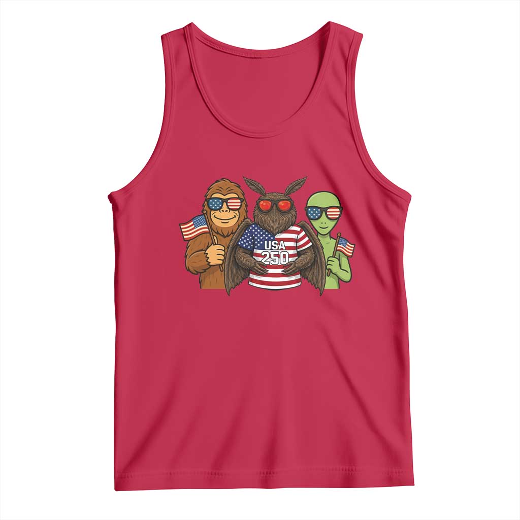 Funny Bigfoot Mothman Alien Tank Top USA 250th Anniversary