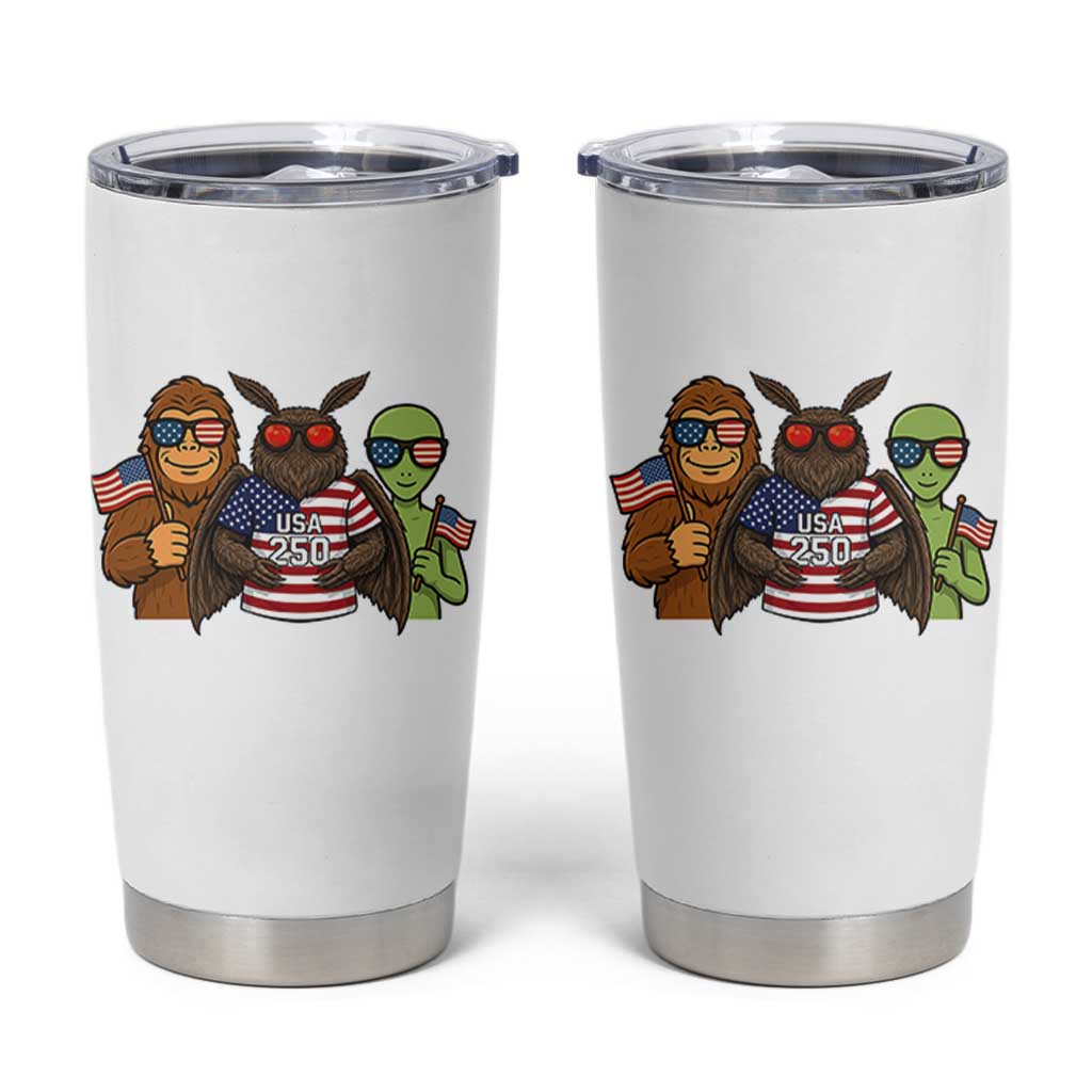 Funny Bigfoot Mothman Alien Tumbler Cup USA 250th Anniversary