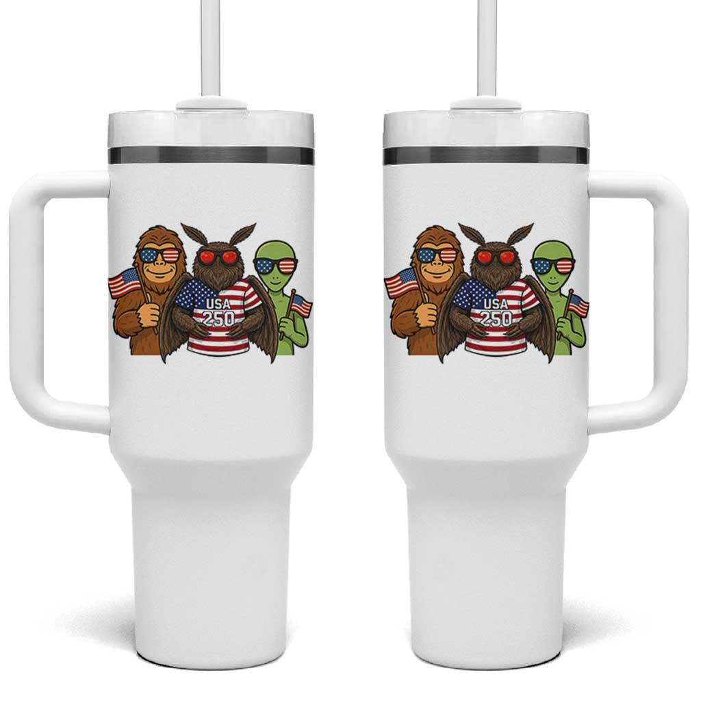 Funny Bigfoot Mothman Alien Tumbler With Handle USA 250th Anniversary