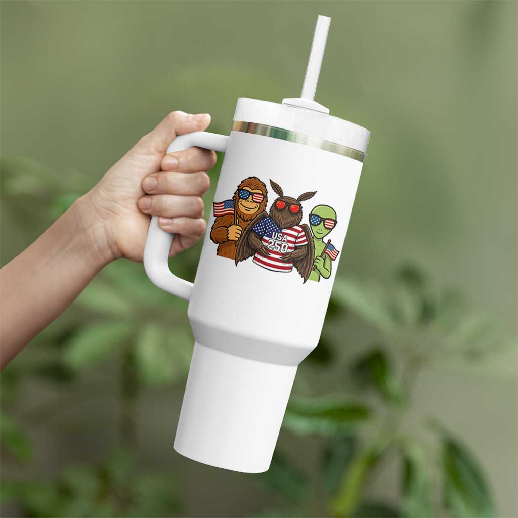 Funny Bigfoot Mothman Alien Tumbler With Handle USA 250th Anniversary
