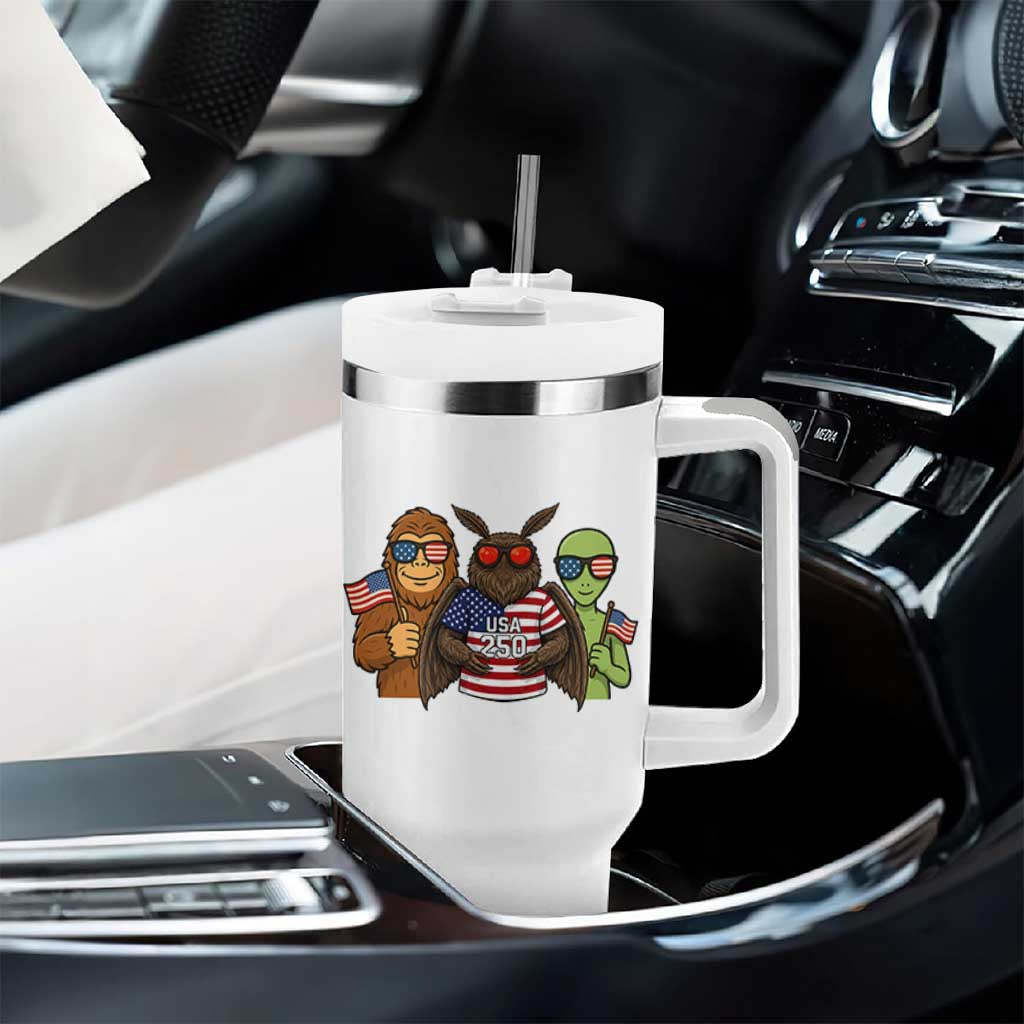 Funny Bigfoot Mothman Alien Tumbler With Handle USA 250th Anniversary