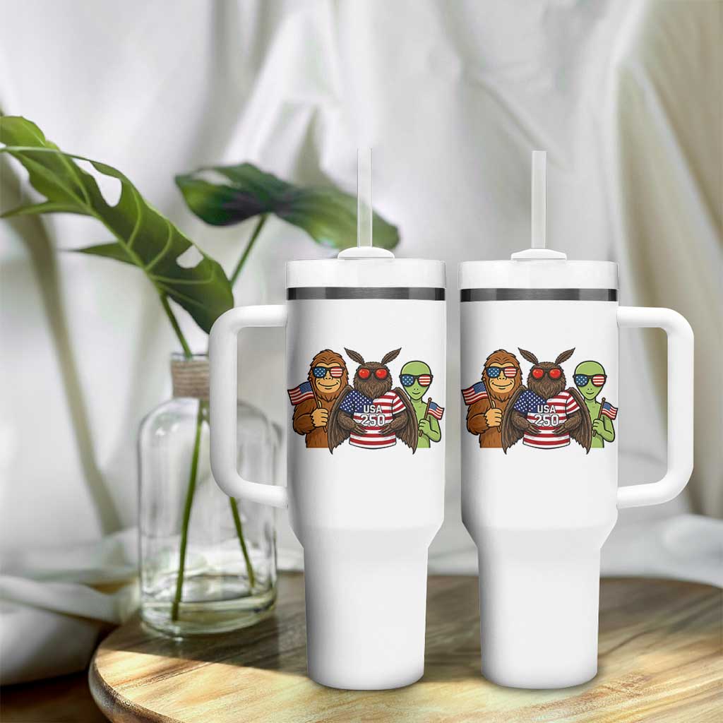 Funny Bigfoot Mothman Alien Tumbler With Handle USA 250th Anniversary