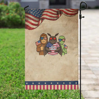 Funny Bigfoot Mothman Alien Patriotic Garden Flag USA 250th Anniversary