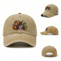 Funny Bigfoot Mothman Alien Washed Cotton Baseball Cap USA 250th Anniversary