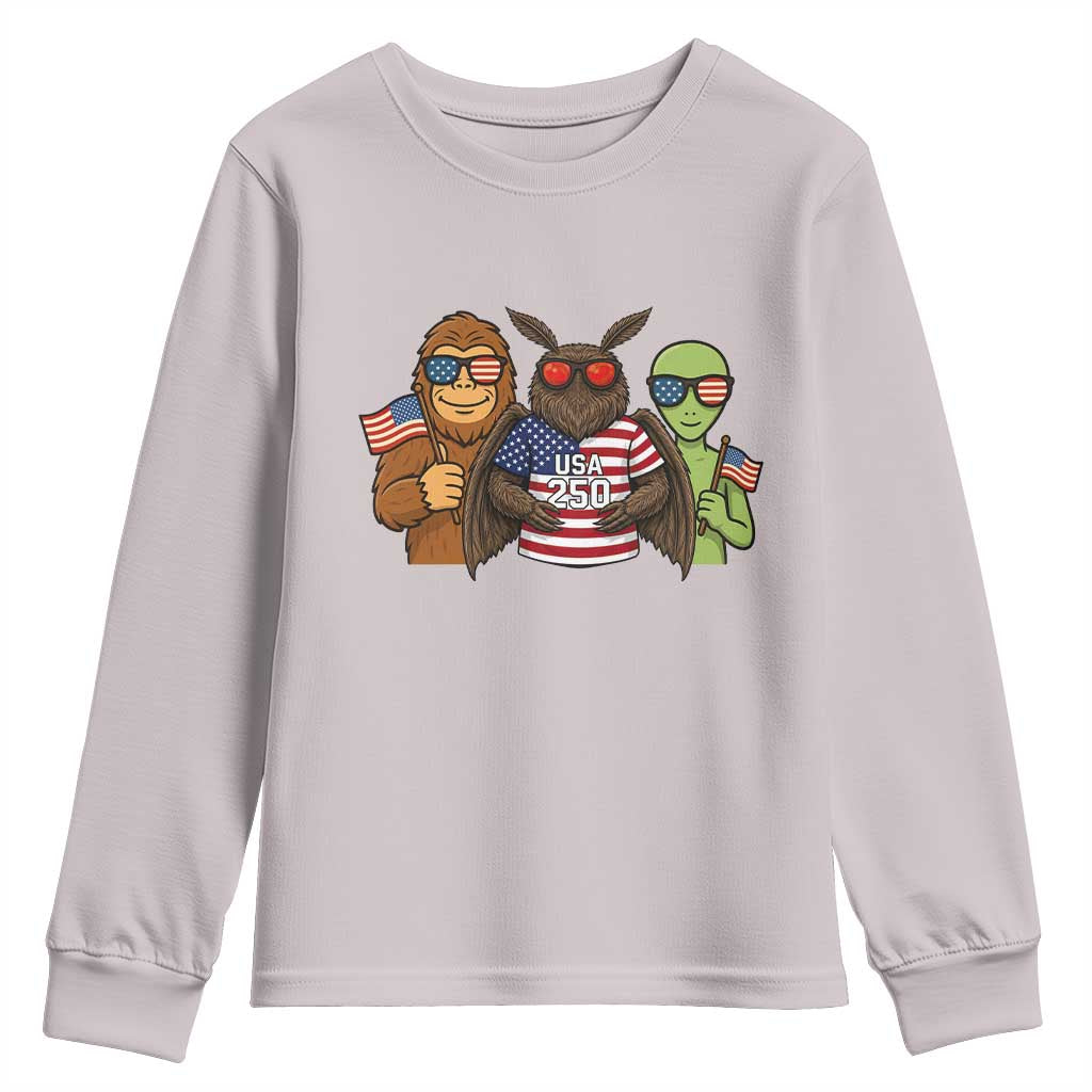Funny Bigfoot Mothman Alien Youth Sweatshirt USA 250th Anniversary