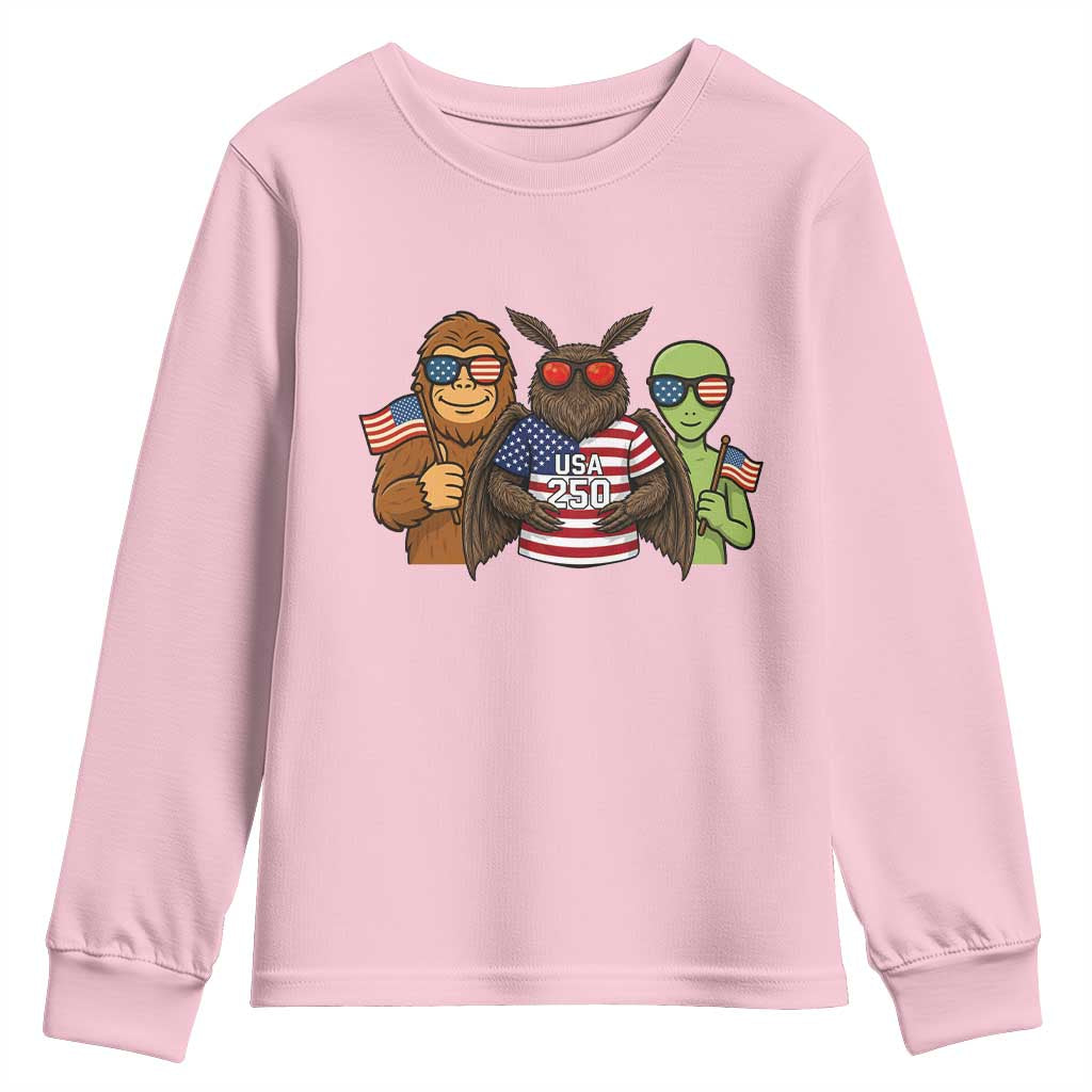 Funny Bigfoot Mothman Alien Youth Sweatshirt USA 250th Anniversary