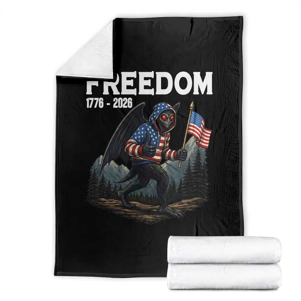 Patriotic Mothman Lover Throw Blanket Funny USA 250 Anniversary Gift