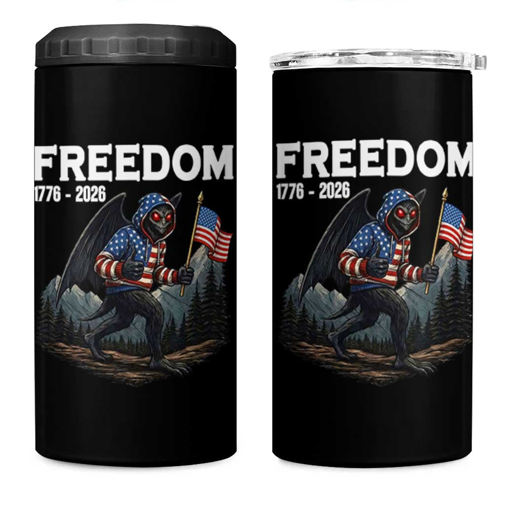 Patriotic Mothman Lover 4 in 1 Can Cooler Tumbler Funny USA 250 Anniversary Gift