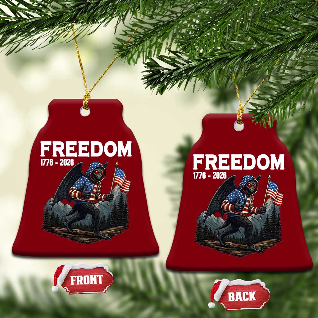 Patriotic Mothman Lover Ceramic Ornament Funny USA 250 Anniversary Gift