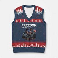 Patriotic Mothman Lover V-Neck Knit Sweater Vest Funny USA 250 Anniversary Gift