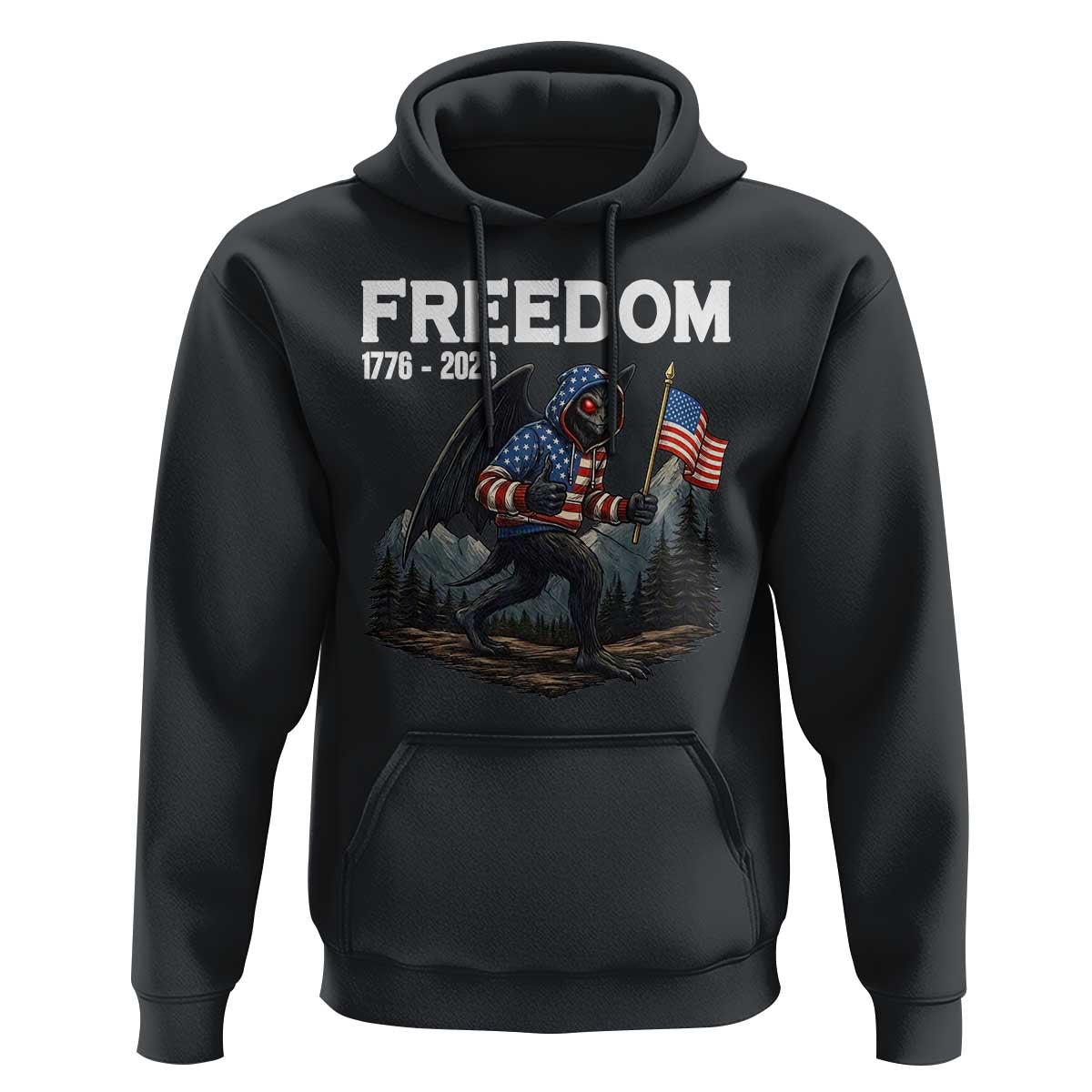 Patriotic Mothman Lover Hoodie Funny USA 250 Anniversary Gift
