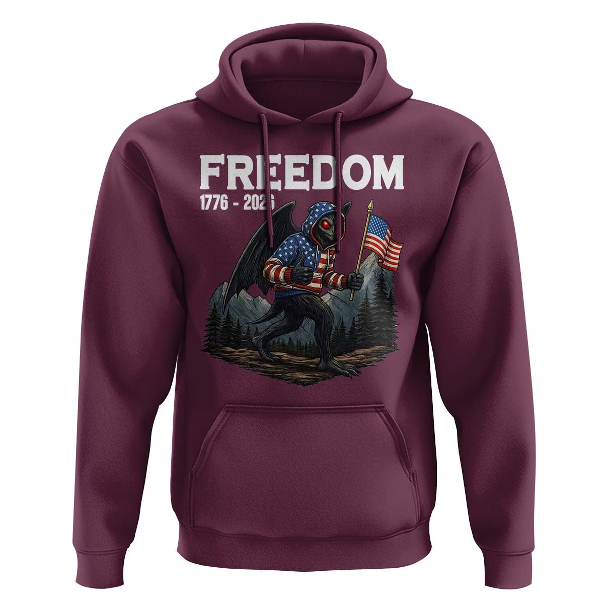 Patriotic Mothman Lover Hoodie Funny USA 250 Anniversary Gift