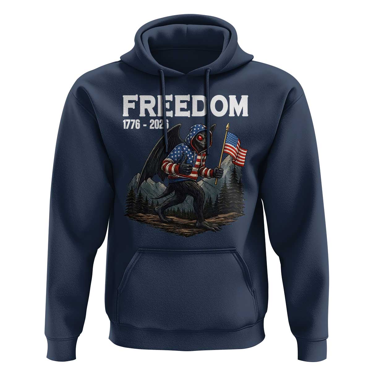 Patriotic Mothman Lover Hoodie Funny USA 250 Anniversary Gift