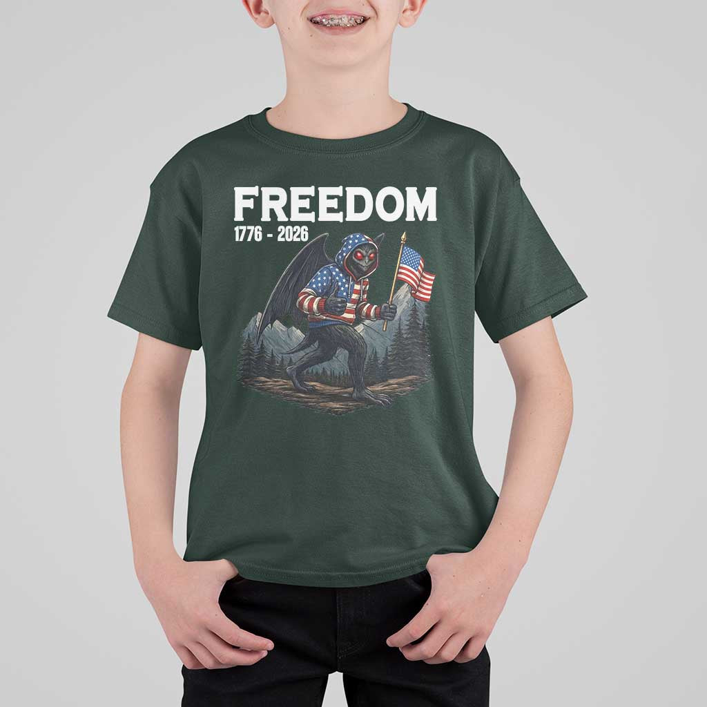 Patriotic Mothman Lover T Shirt For Kid Funny USA 250 Anniversary Gift