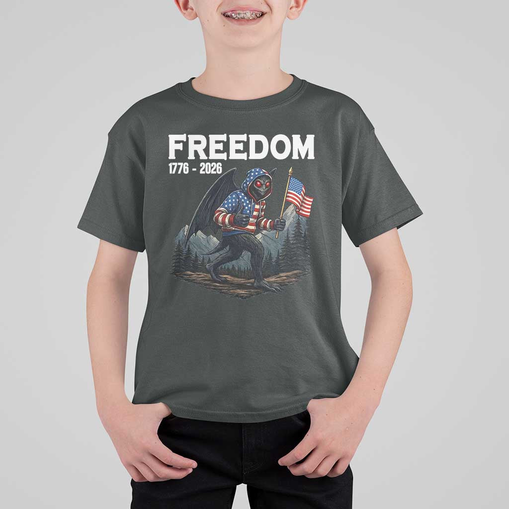 Patriotic Mothman Lover T Shirt For Kid Funny USA 250 Anniversary Gift