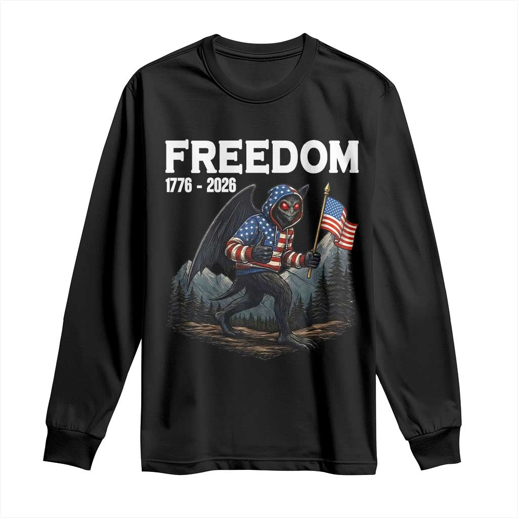 Patriotic Mothman Lover Long Sleeve Shirt Funny USA 250 Anniversary Gift