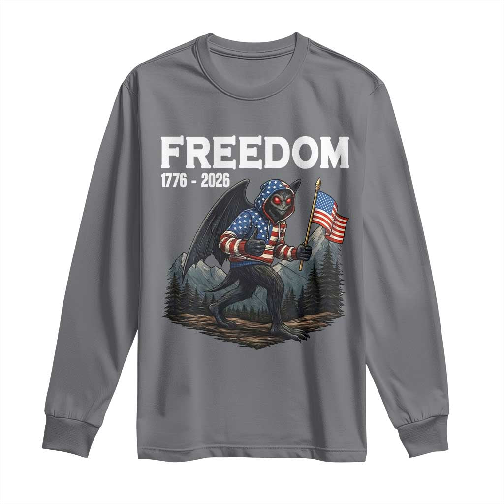 Patriotic Mothman Lover Long Sleeve Shirt Funny USA 250 Anniversary Gift