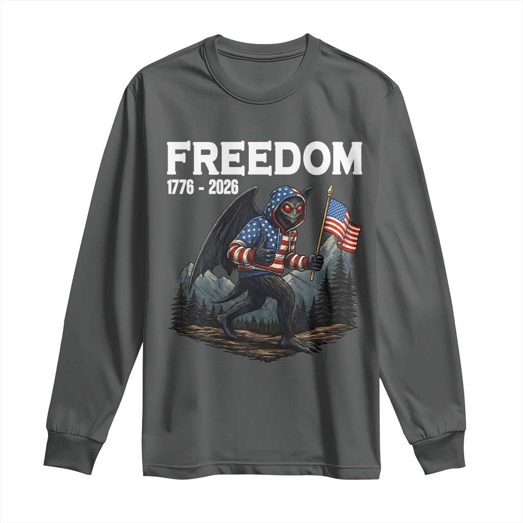 Patriotic Mothman Lover Long Sleeve Shirt Funny USA 250 Anniversary Gift