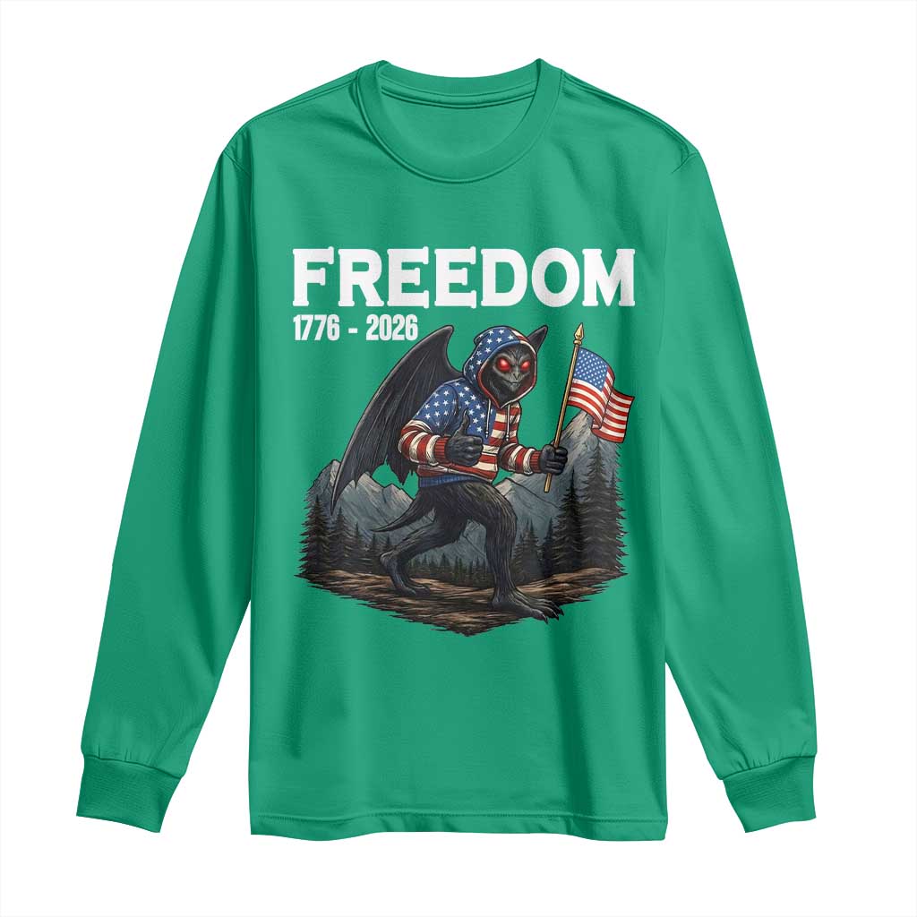 Patriotic Mothman Lover Long Sleeve Shirt Funny USA 250 Anniversary Gift