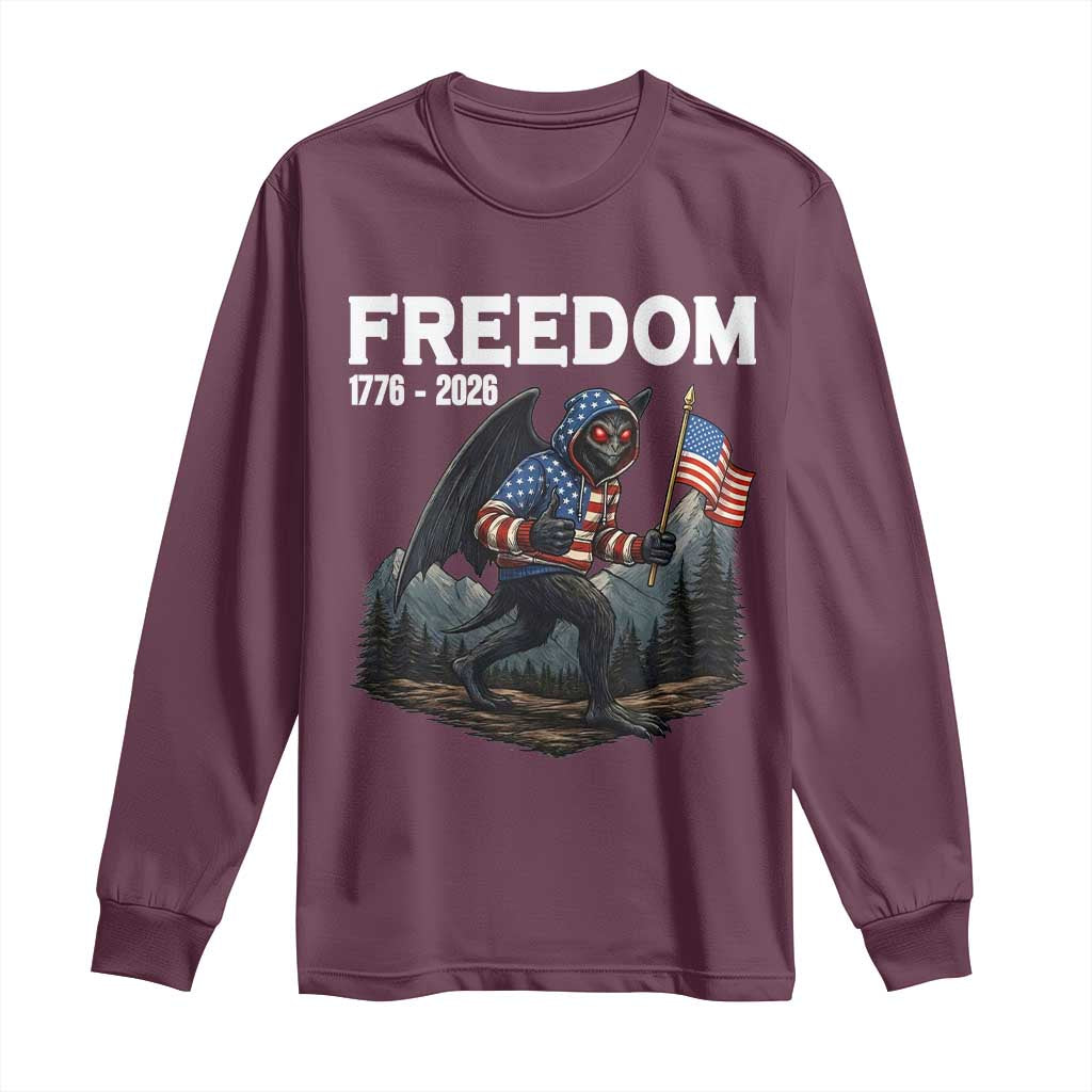 Patriotic Mothman Lover Long Sleeve Shirt Funny USA 250 Anniversary Gift