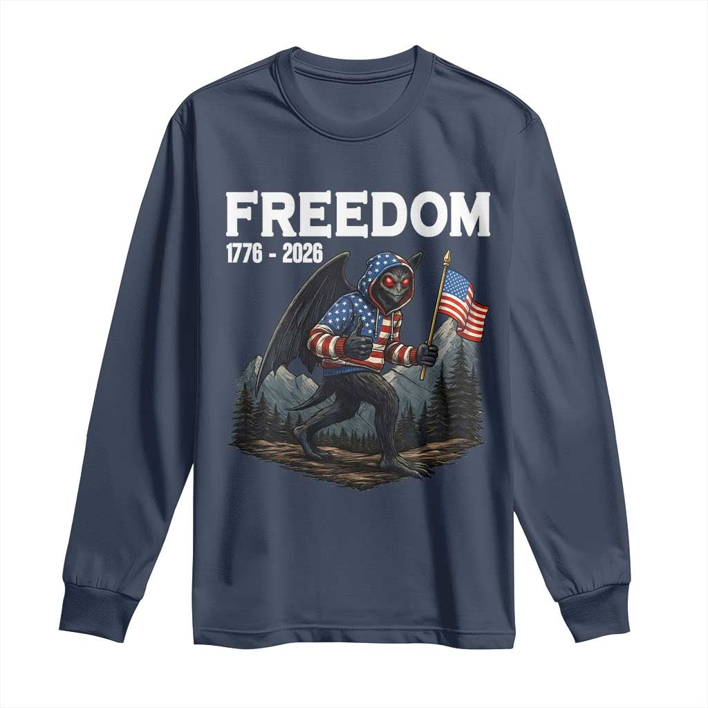Patriotic Mothman Lover Long Sleeve Shirt Funny USA 250 Anniversary Gift