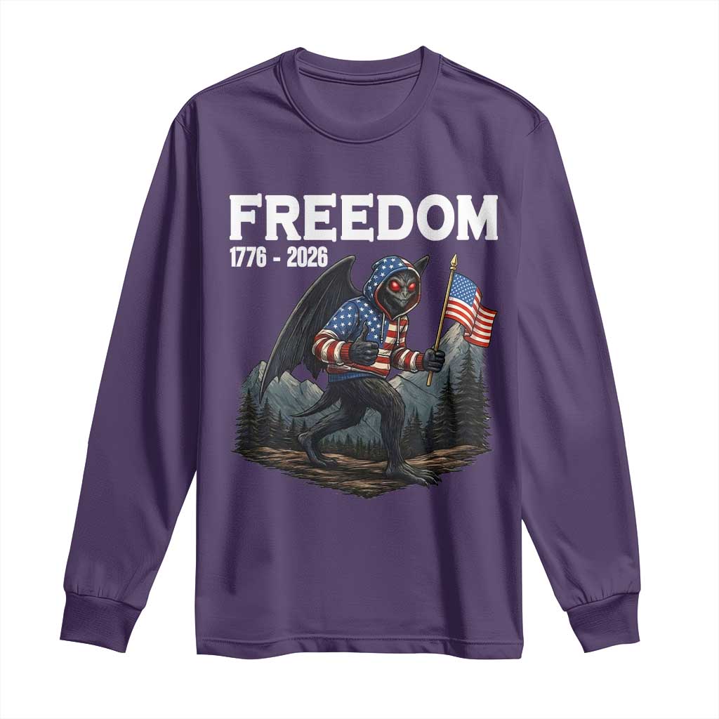 Patriotic Mothman Lover Long Sleeve Shirt Funny USA 250 Anniversary Gift