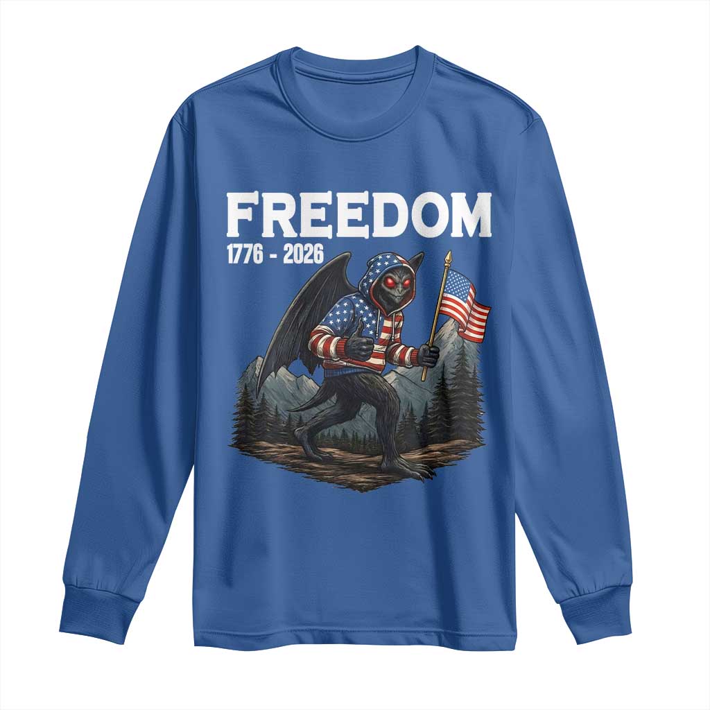 Patriotic Mothman Lover Long Sleeve Shirt Funny USA 250 Anniversary Gift