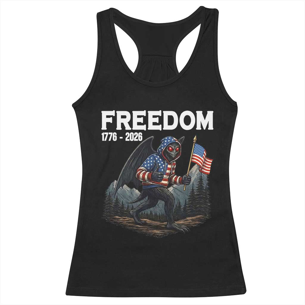Patriotic Mothman Lover Racerback Tank Top Funny USA 250 Anniversary Gift
