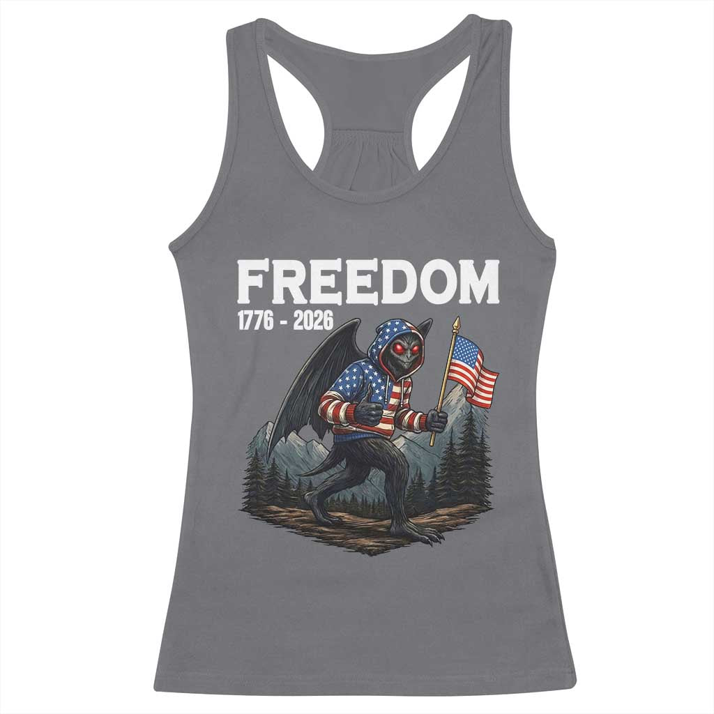 Patriotic Mothman Lover Racerback Tank Top Funny USA 250 Anniversary Gift
