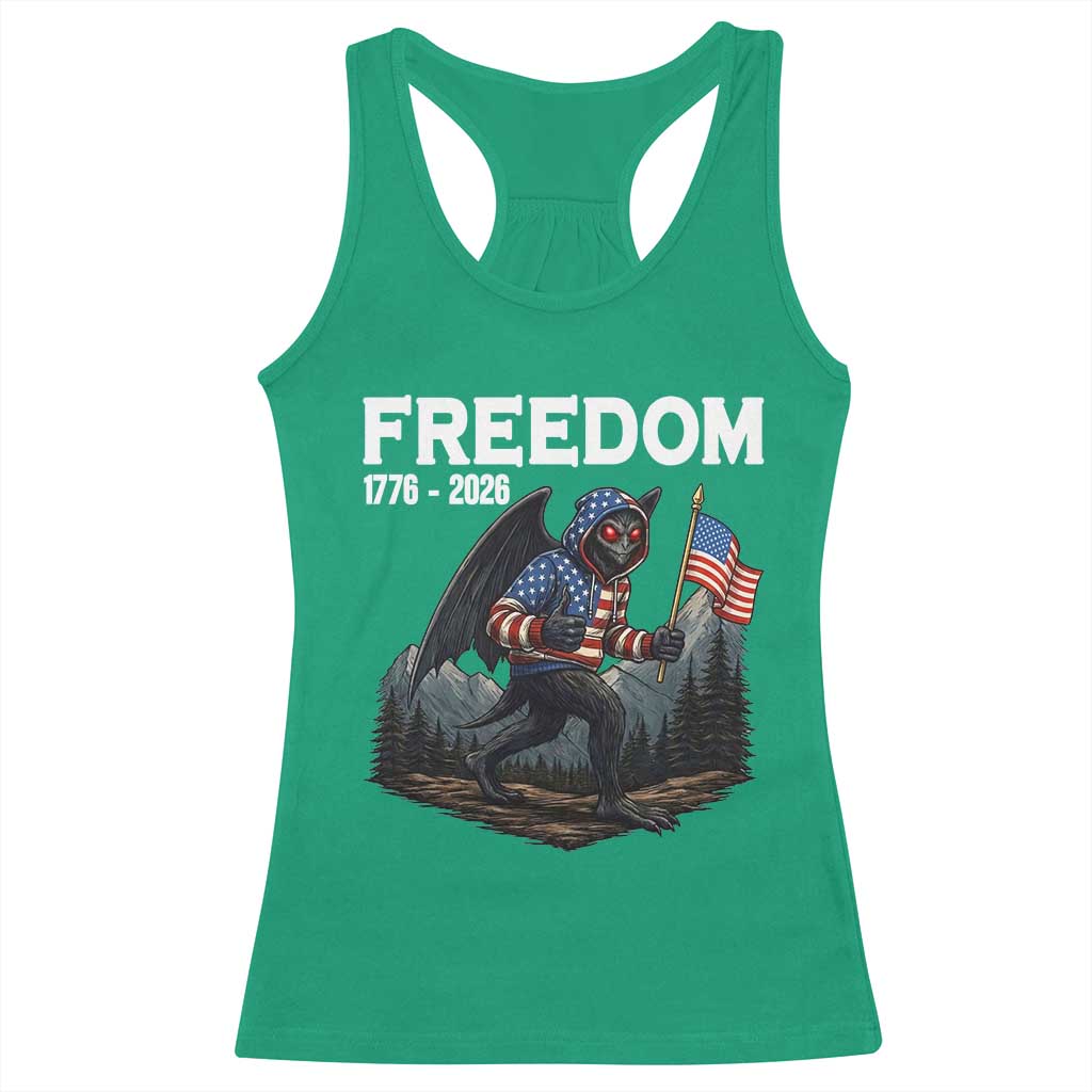 Patriotic Mothman Lover Racerback Tank Top Funny USA 250 Anniversary Gift